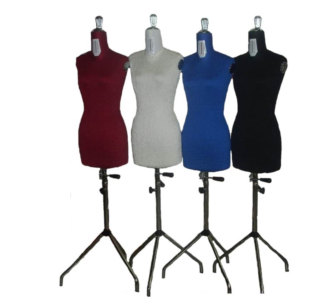 Manichino Femminile Regolabile In Altezza Con Braccia Flessibili – Colore Nero, 157-215 Cm, Base Triangolare, Per Boutique E Vetrine